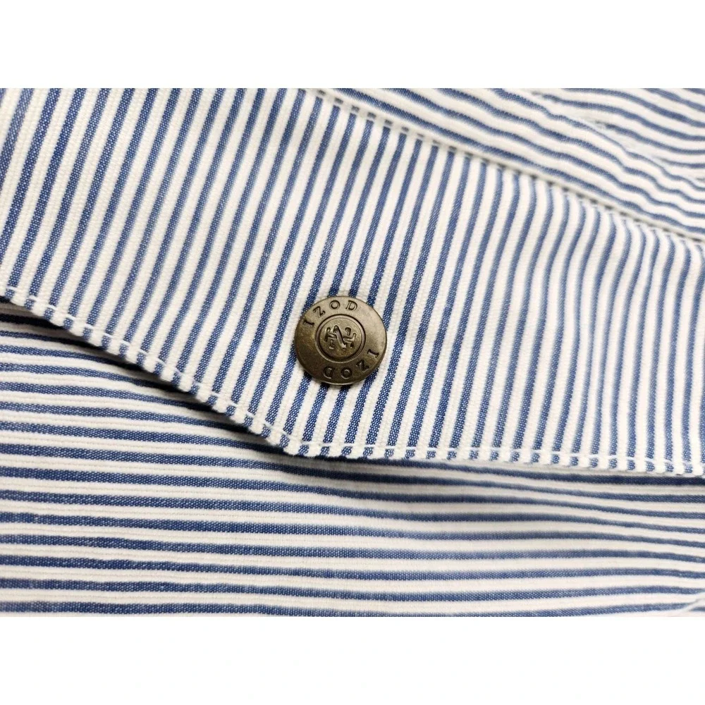 Vintage Izod Blue Striped Preppy Blue Full Zip Jacket Spring Summer Boating  XL‎